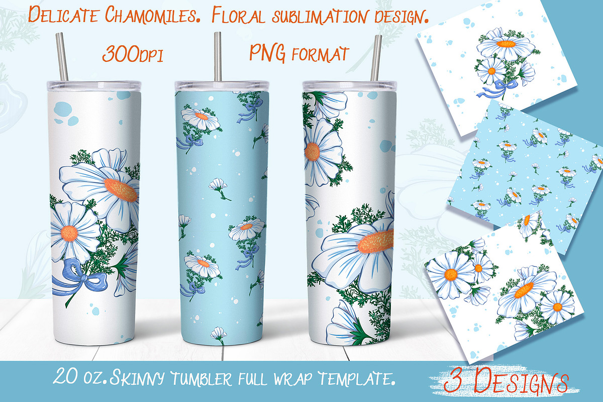 Chamomile Tumbler sublimation design, a Graphic by Maycat_store (Photo 1 of 6)