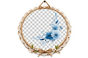 Watercolor Dusty Blue Floral Clipart, an Illustration by DreamArtGraphic (Thumbnail 5 of 8)