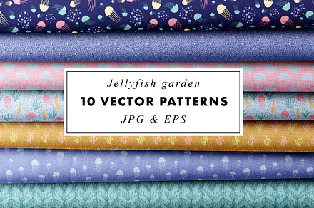 Jellyfish Garden 10 Vector Patterns