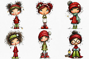 Quirky Christmas Girl Clipart Bundle, an Illustration by Canvas Craft (Thumbnail 3 of 7)