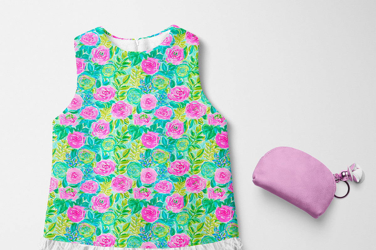 Seamless Rose Patterns, a Pattern Graphic by The Preppy Artist (Photo 4 of 11)