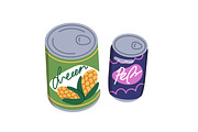 Food, drinks in metal tin cans set, a Food Illustration by Good Studio (Thumbnail 3 of 7)