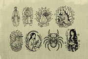 100+ Procreate Tattoo Stamp Brushes, a Brush Add-On by badrusblue (Thumbnail 5 of 9)