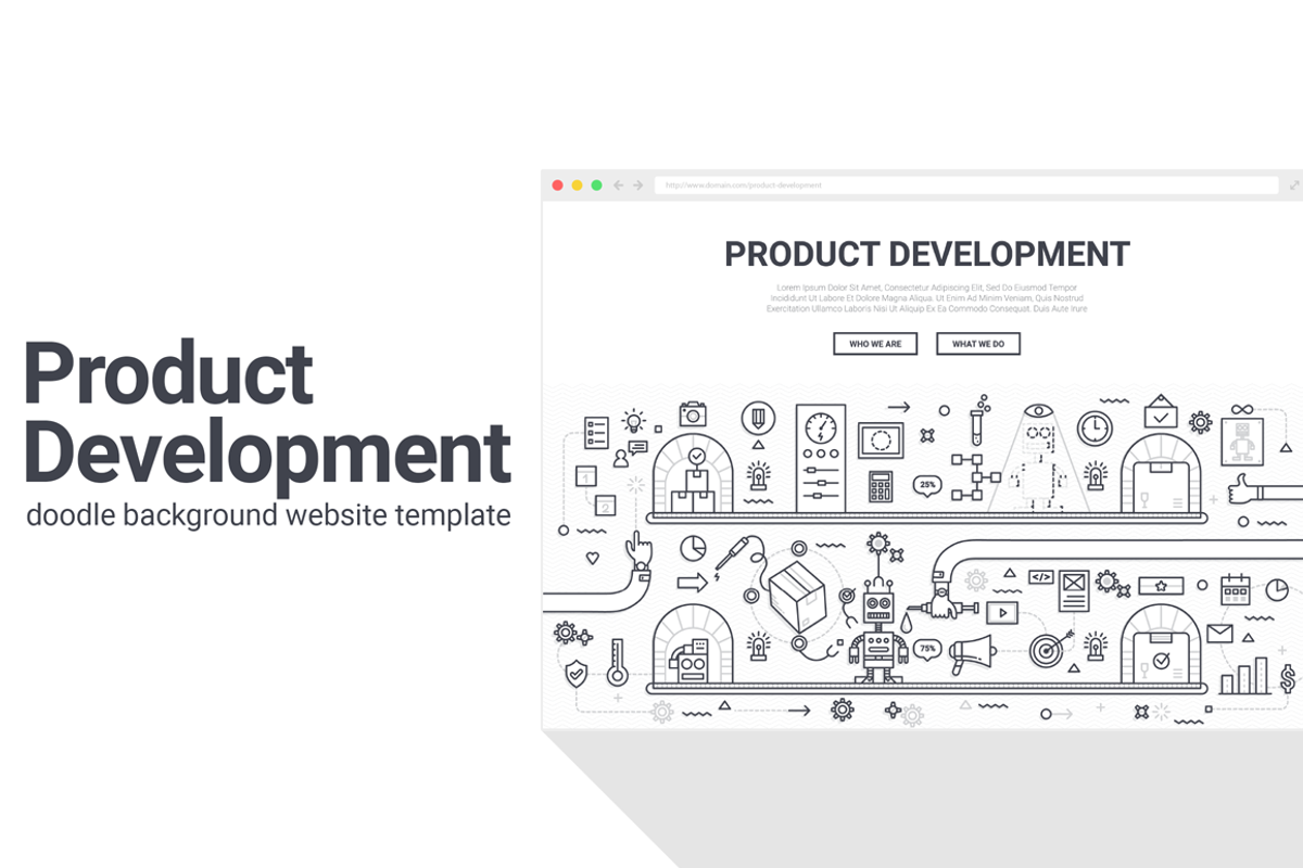 Doodle Background Website Template, an Illustration by Flat Icons (Photo 1 of 2)