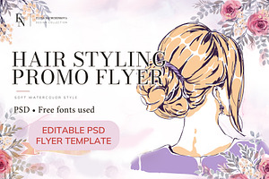Hair Styling Promo Flyer PSD, a Marketing Template by Elena Naumchenkova