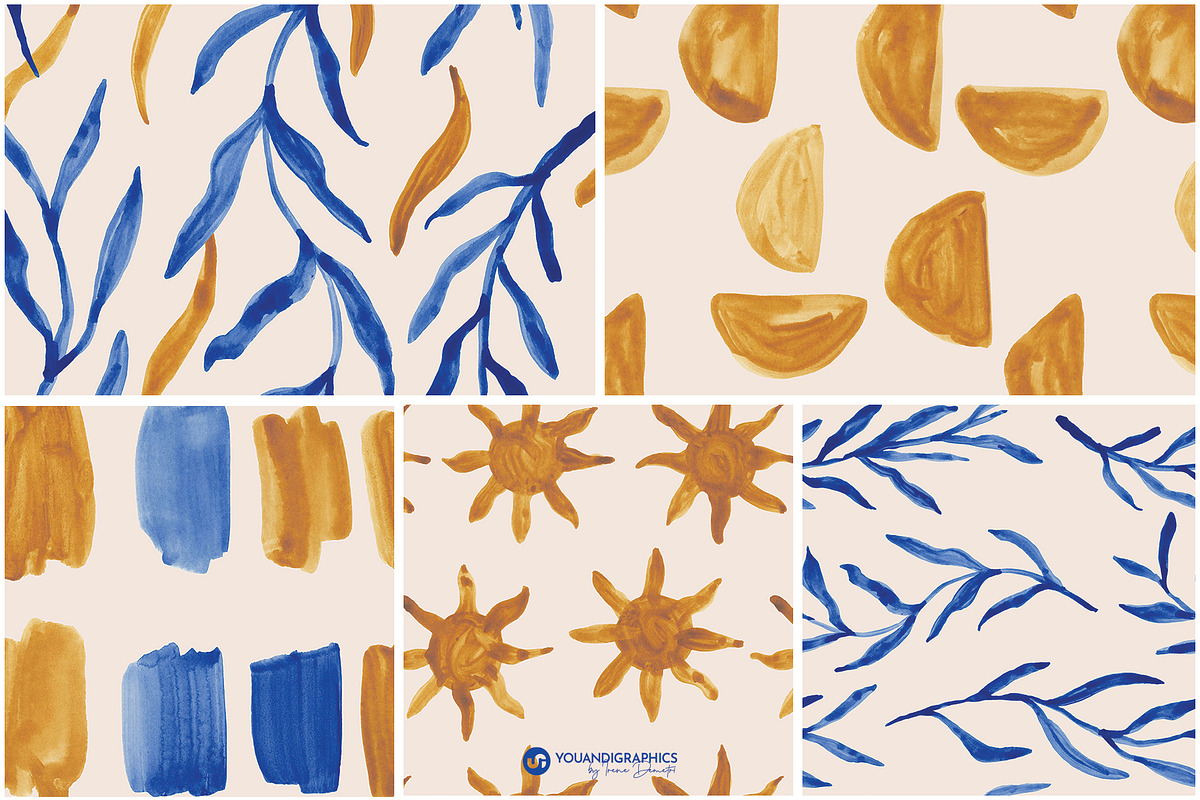 Beach House Watercolor Patterns, a Pattern Graphic by Youandigraphics (Photo 11 of 19)