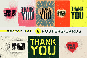 Thank You grunge vector cards set., a Background Graphic by PoPaShop