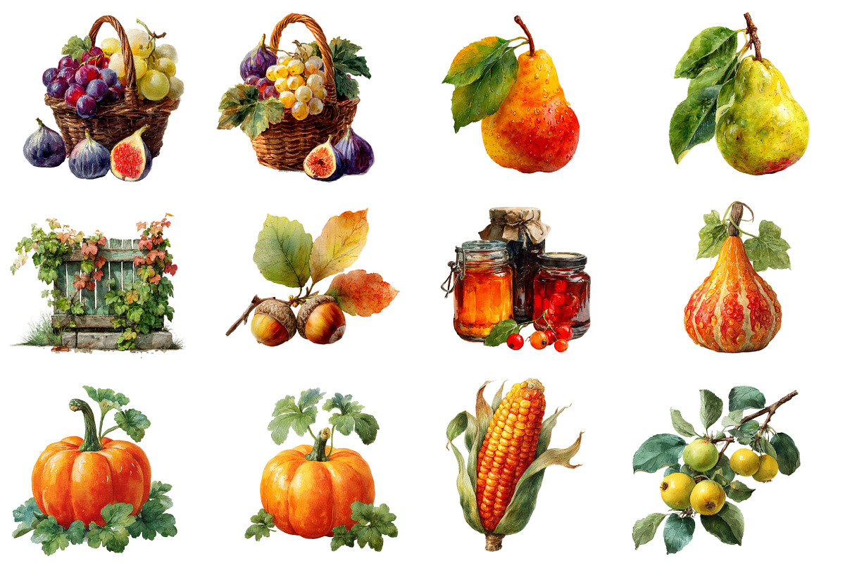 Watercolor Autumn Sublimation Clipar, an Illustration by Designworld (Photo 2 of 6)