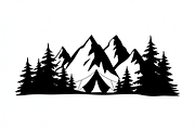 silhouette camping tent mountain, an Illustration by Amazin_art (Thumbnail 4 of 17)