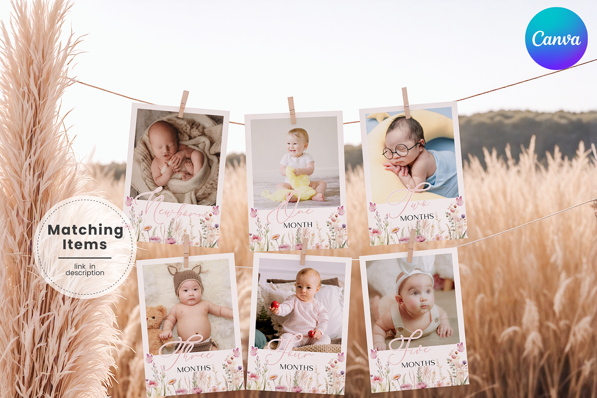 Floral Baby First Year Photo Banner, an Invitation Template by Digital_Mind (Photo 1 of 5)