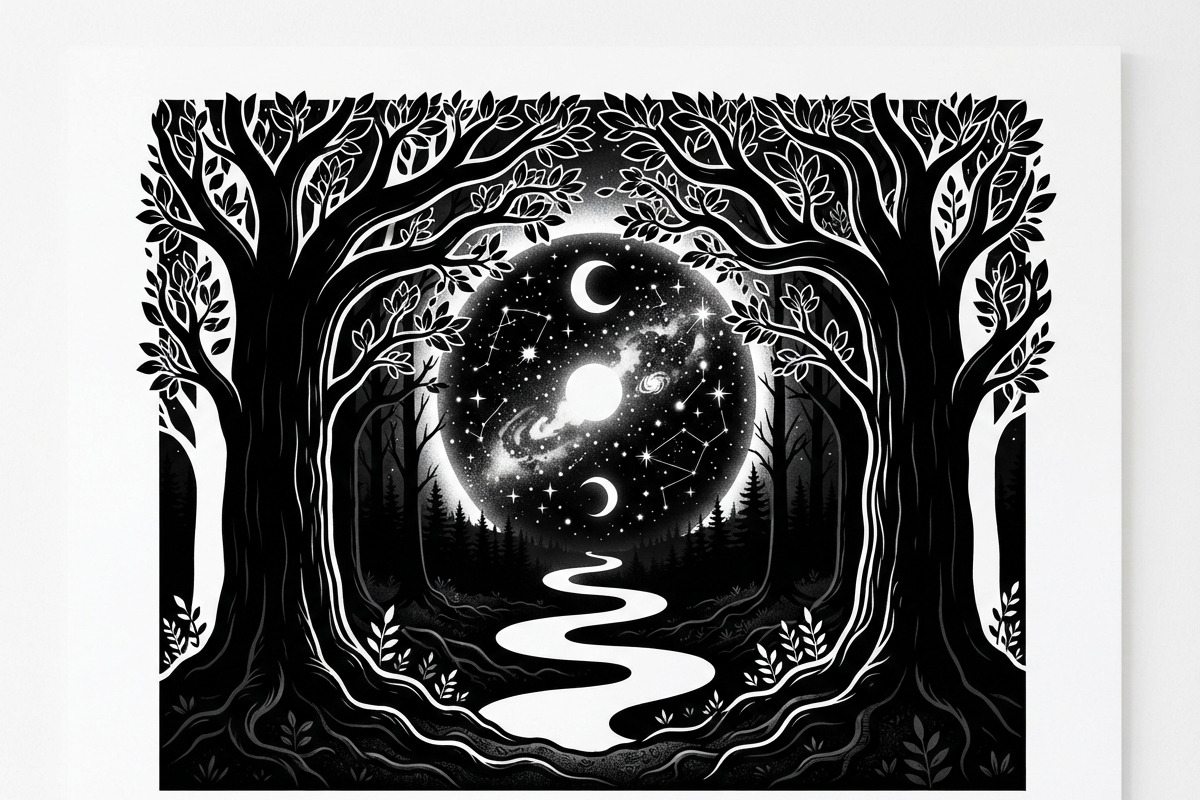 50 Mystical Galaxy Forest Silhouette, a Technology Illustration by Amazin_art (Photo 4 of 26)