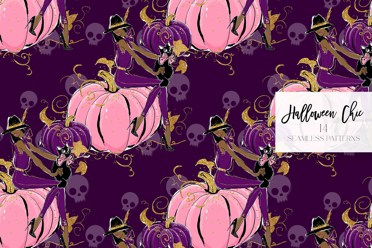 Halloween Fashion Witch Patterns, a Pattern Graphic by KaramfilaS (Photo 11 of 22)