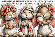 Whimsical Summer Beach Bunny Clipart, an Illustration by Canvas Craft (Thumbnail 1 of 7)