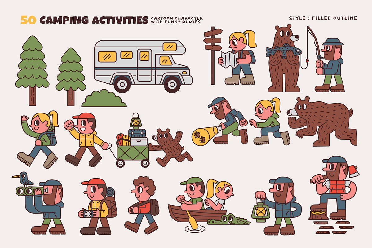 50 Camping Activities, an Illustration by monkik (Photo 6 of 21)