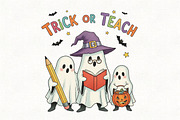 Retro Funny Halloween Teacher Ghost, an Illustration by CraftArtStudio (Thumbnail 1 of 4)