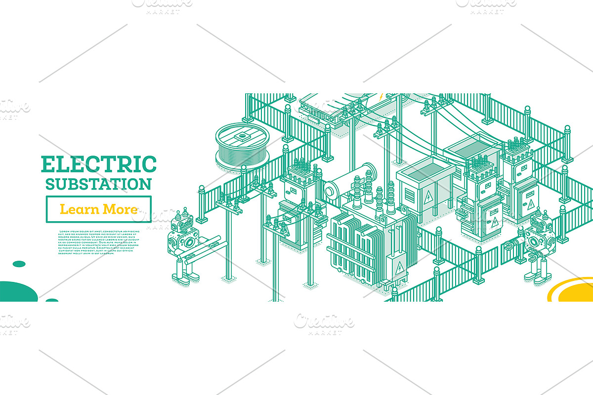 Isometric Energy Substation., a Technology Illustration by Booblgum