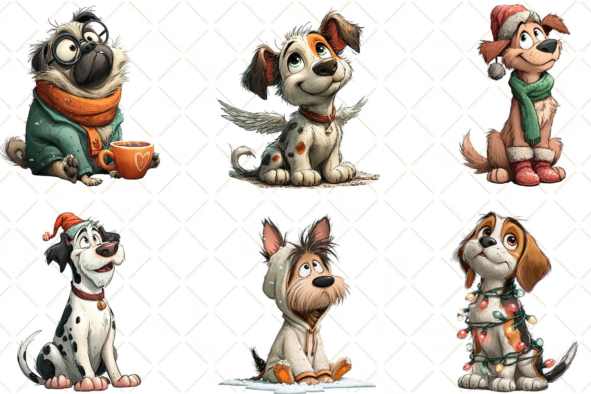Quirky Christmas Dog Clipart, an Illustration by Black Bird Studio (Photo 3 of 6)