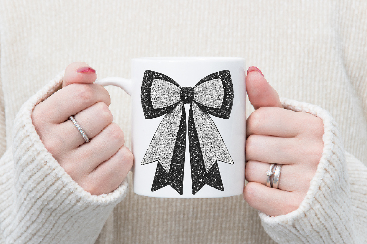 Coquette Black Sparkly Bow PNG File, an Illustration by Watercolor design (Photo 3 of 3)