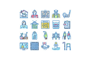 Elderly People Care set Icons hand, an Object Illustration by pikepicture