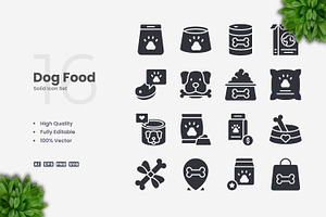Dog Food Solid Icons