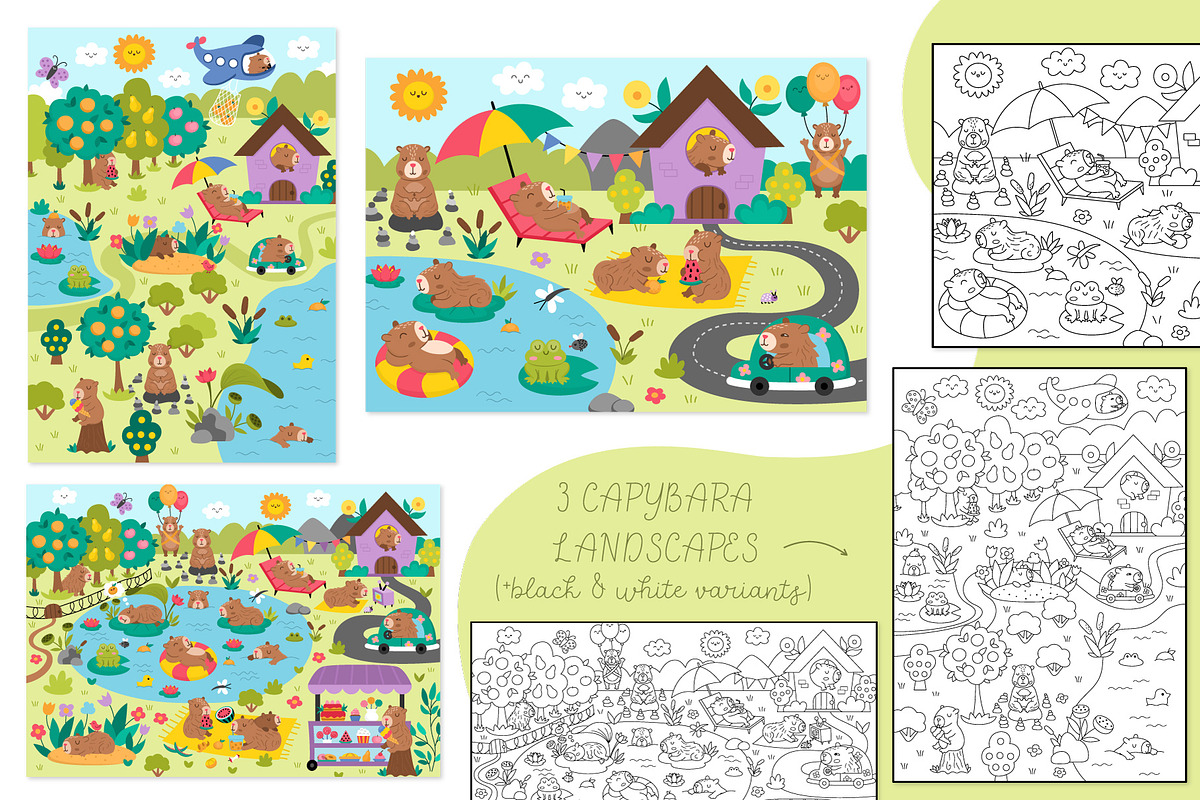 Capybara clipart, patterns, designs, an Animal Illustration by Lexi Claus (Photo 4 of 8)