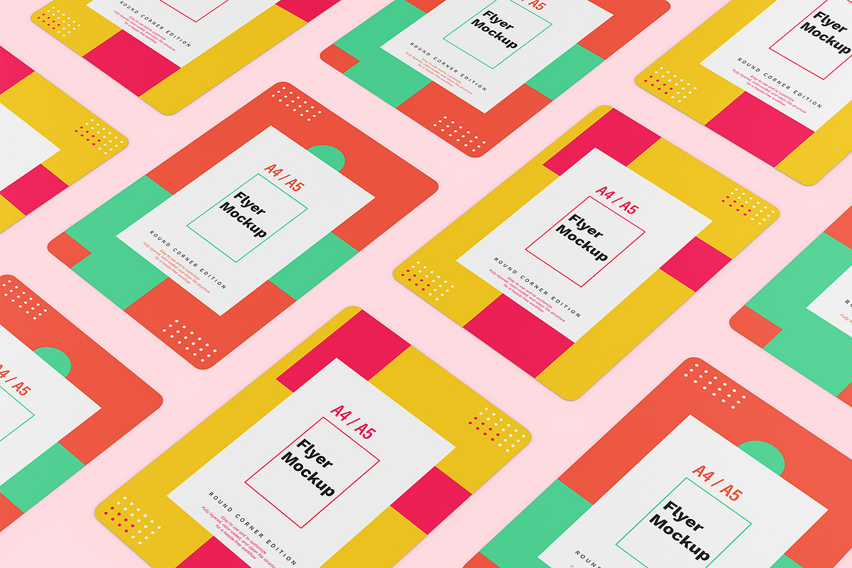 A4 / A5 Round Corner Flyer Mockup, an Advertising Mockup by Illusiongraphic (Photo 8 of 19)