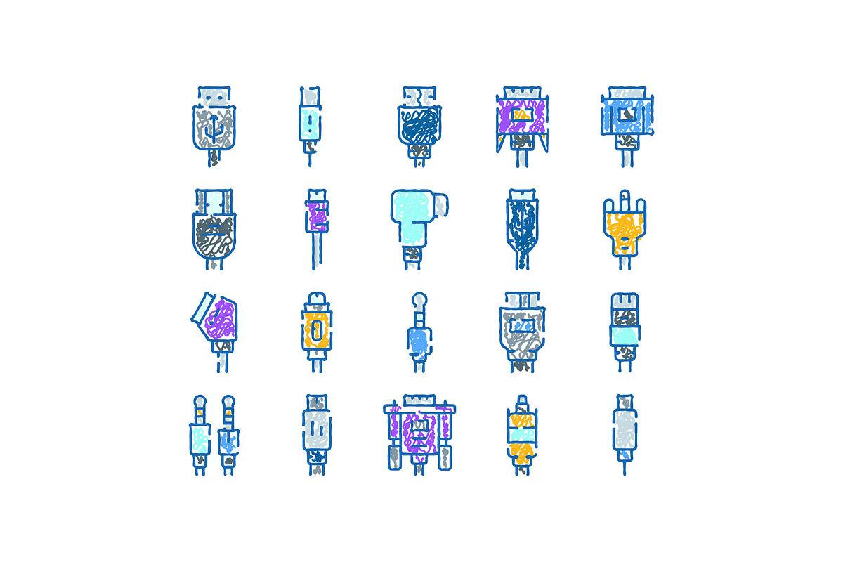 Colorful doodle icons representing, an Object Graphic by pikepicture (Photo 1 of 3)
