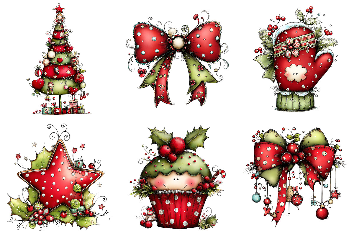 Whimsical Christmas Clipart, an Illustration by Craft Nest (Photo 6 of 8)