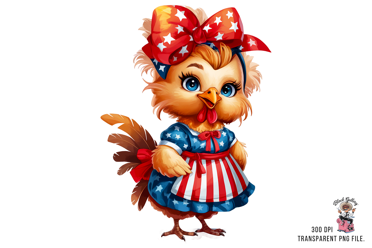 Patriotic Hen PNG Clipart Bundle, a Graphic by Clipart Bloom (Photo 5 of 11)