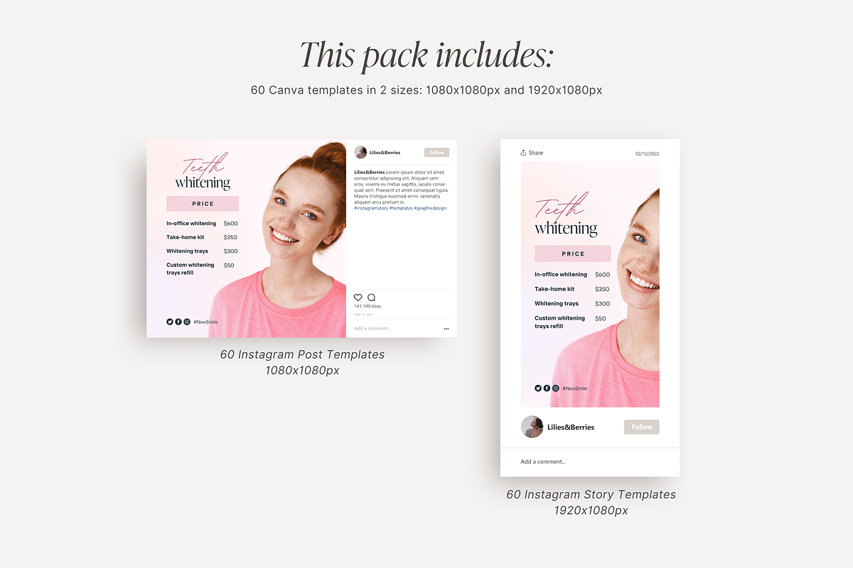 Canva Teeth Whitening templates, a Social Media Template by LiliesandBerries (Photo 14 of 22)