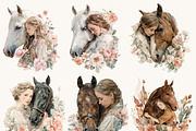 Watercolor Floral Horse & Girl Clip, a Person Illustration by Design Scotch (Thumbnail 8 of 8)
