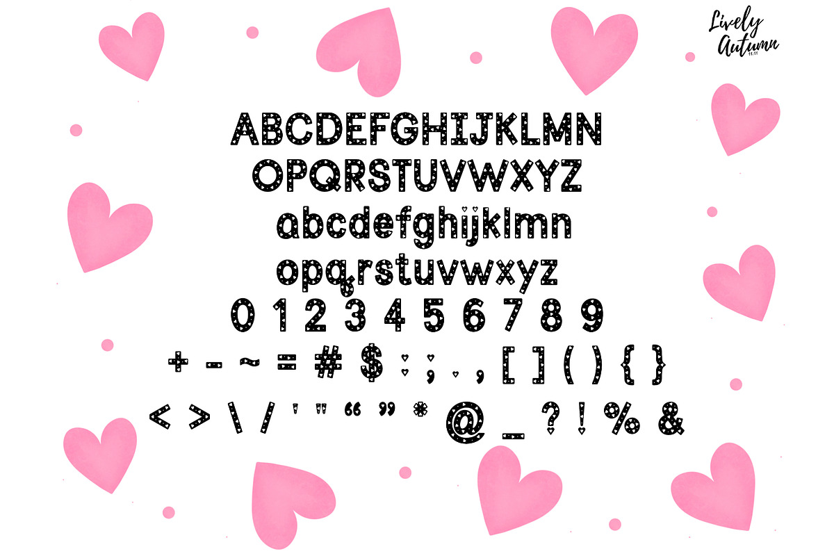 Valentine Heart Decor Font, a Sans Serif Font by LivelyAutumn11.11 (Photo 2 of 3)