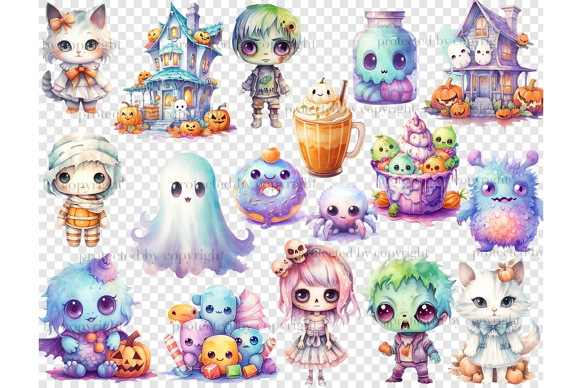 Cute Halloween Clipart Bundle, a Person Illustration by GlamArtZhanna (Photo 4 of 5)