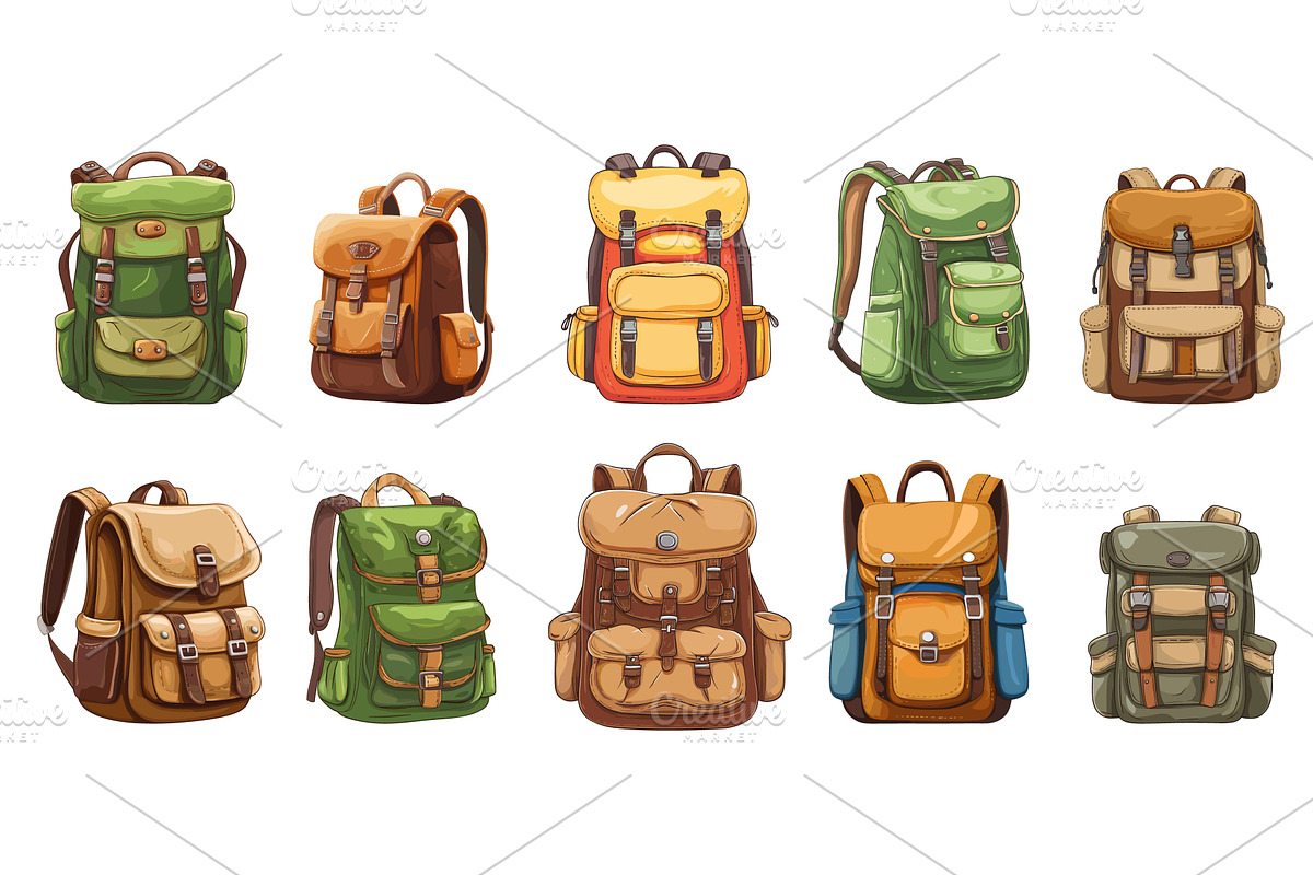 Hiking backpack cartoon. Isolated, an Object Illustration by Valerie Bodnar