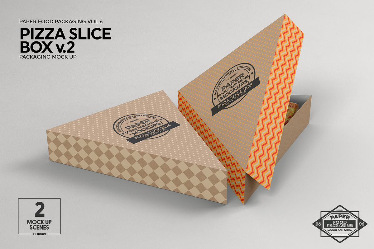 Pizza Slice Box v.2 Packaging Mockup, a Packaging Mockup by INCDesign (Photo 4 of 8)