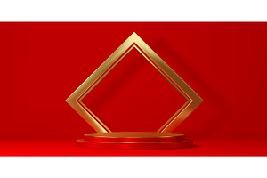 3d red vector podium stage, a Decorative Illustration by Buch&Bee