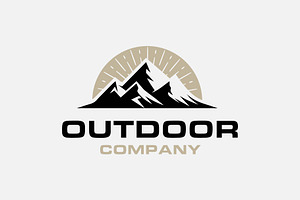 Mountain with sun for outdoor logo, a Branding & Logo Template by funpixel