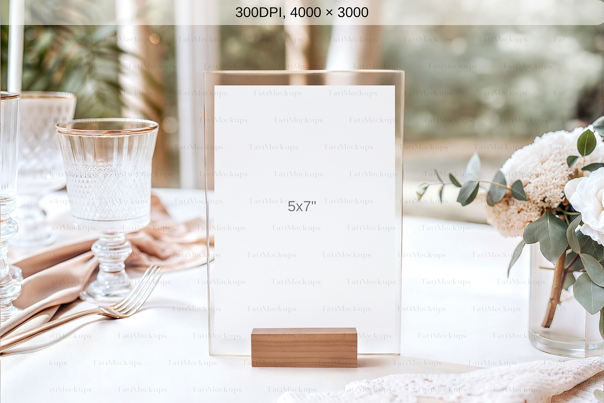 5x7 Acrylic Table Sign Mockup, a Product Mockup by TatiMockup