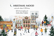 Winter town Christmas house clipart, a Person Illustration by LyubovZaytseva (Thumbnail 1 of 23)