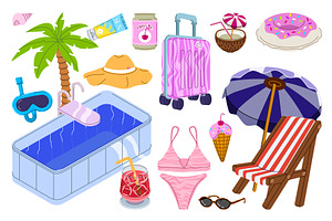 Summer Vacation Set, an Object Illustration by alexdndz
