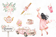 Watercolor Graduation Clipart Bundle, an Illustration by Elegant_Studio44 (Thumbnail 2 of 4)
