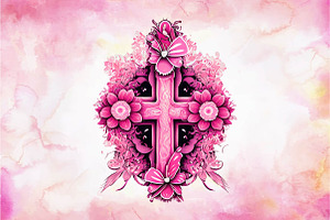 Pink Cross Flower Butterfly Clipart