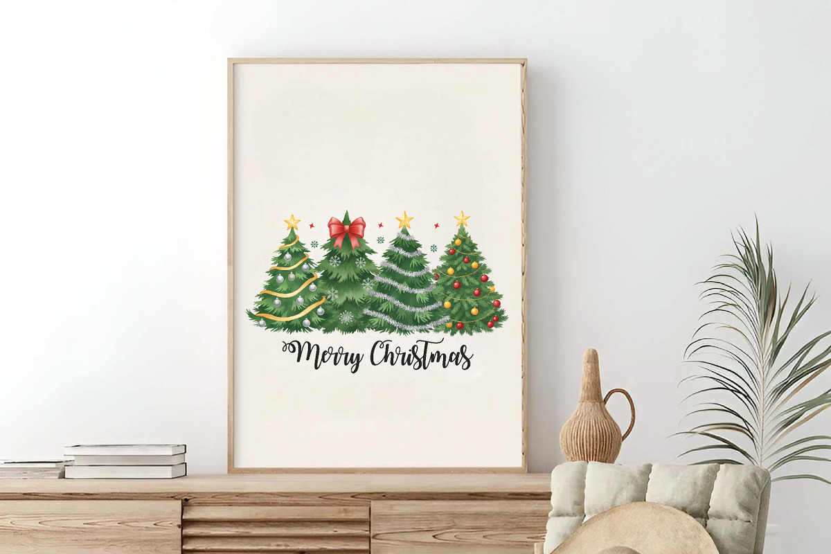 Watercolor Merry Christmas Tree PNG, an Illustration by SinaCreation (Photo 5 of 7)