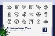 Chinese New Year Outline Icons, an Outline Icon by Zeer Graphic (Thumbnail 2 of 2)