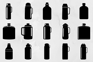 Thermos Silhouette SVG, an Object Illustration by newminddesign