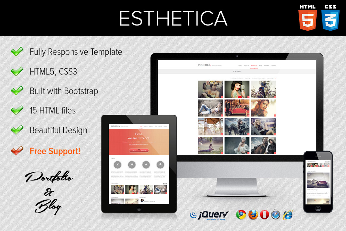 Esthetica - HTML5 & CSS3 Portfolio, a Bootstrap Template by Ministry of Web Design (Photo 1 of 5)