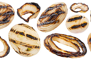 Grilled onion isolated on white