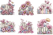Watercolor Fence Flowers Clipart, an Illustration by Designking (Thumbnail 4 of 5)