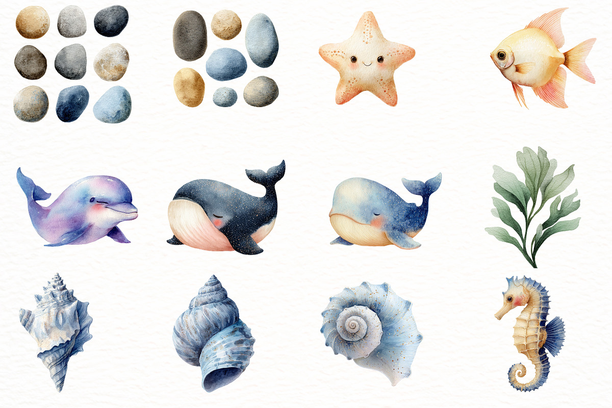 Undersea watercolor clipart, an Illustration by Designworld (Photo 3 of 6)