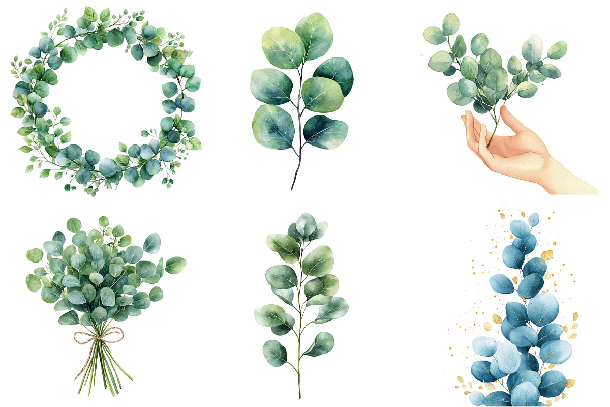 Eucalyptus Greenery Clipart, an Illustration by Watercolor design (Photo 4 of 4)